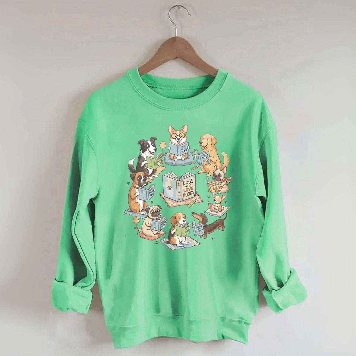Bookworm Fiction Dog Reading Sweatshirt
