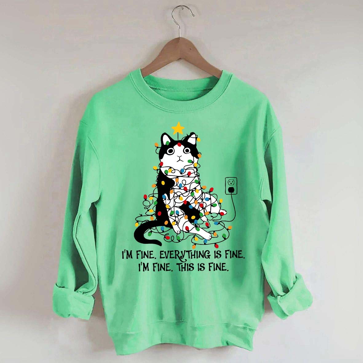 Christmas Cat Lights Sweatshirt