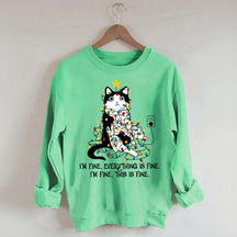 Christmas Cat Lights Sweatshirt