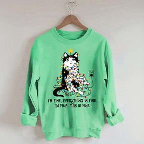 Christmas Cat Lights Sweatshirt