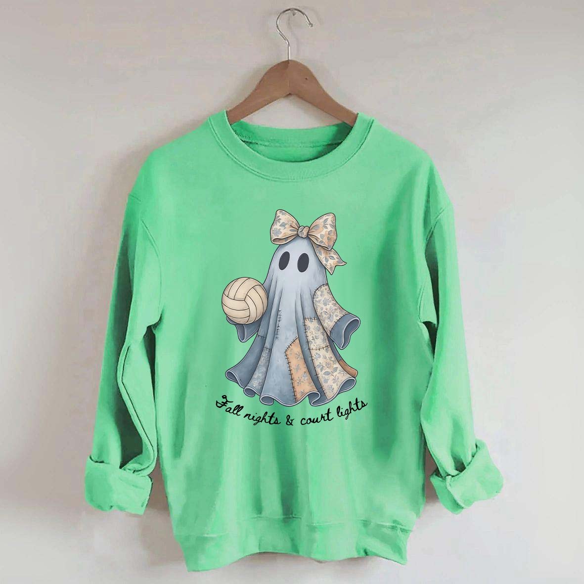 Retro Patchwork Ghost Volleyball Sweatshirt
