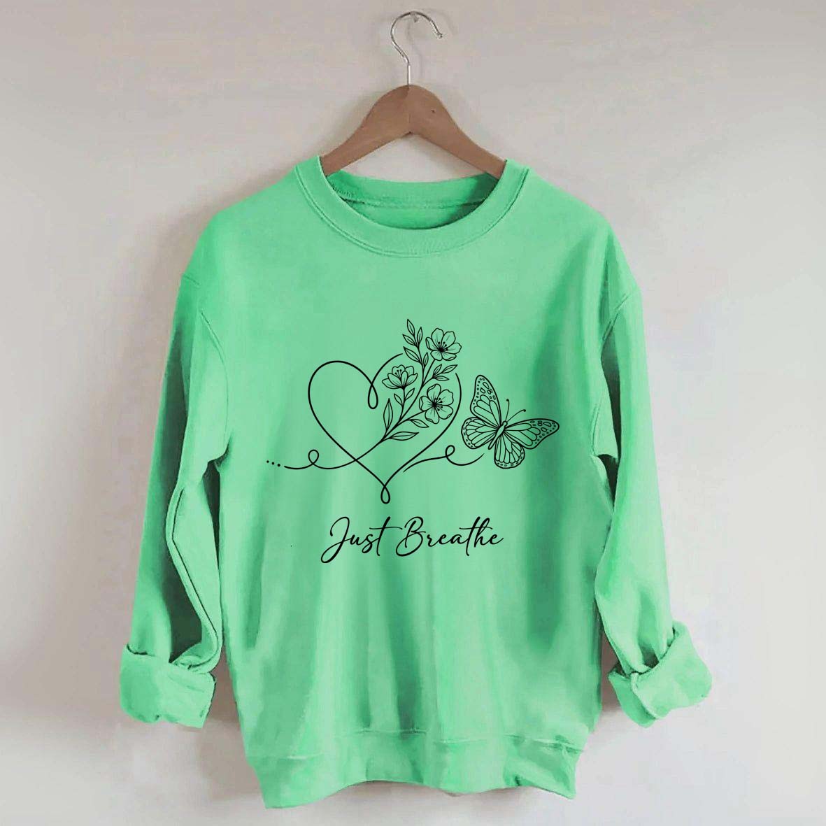 Simple Butterfly Just Breathe Inspirational Sweatshirt