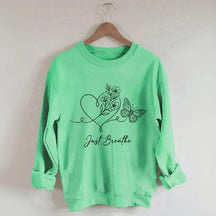 Simple Butterfly Just Breathe Inspirational Sweatshirt