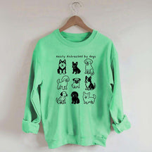 Funny Cute Easily Distracted By Dogs Sweatshirt