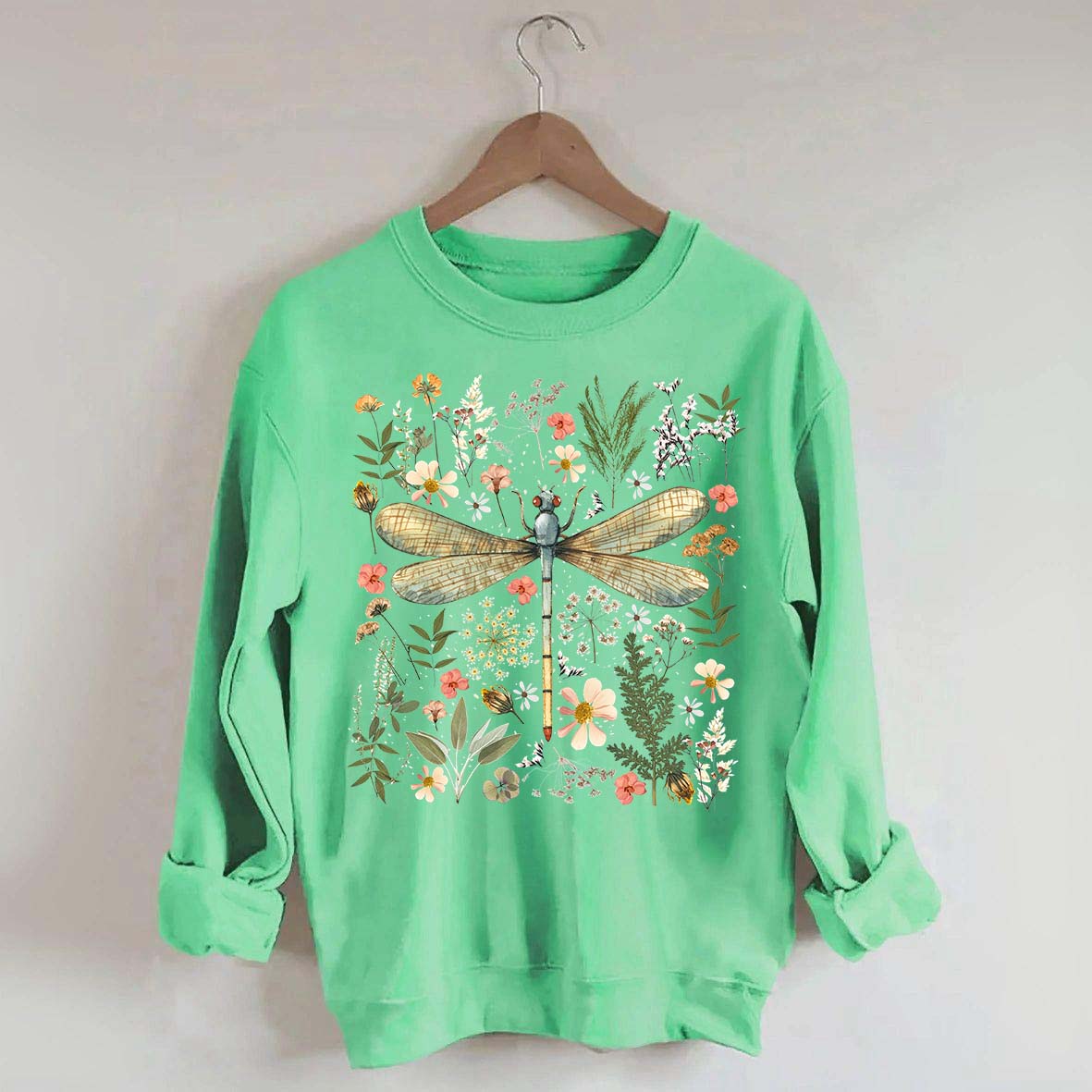Dragonfly Floral Cottagecore Botanical Retro Sweatshirt