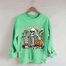 Just Waiting for Halloween Retro Halloween Sweatshirt