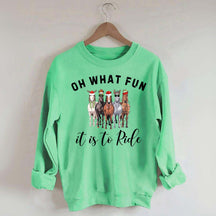 Cute Oh What Fun it is to Ride Horse Christmas Sweatshirt