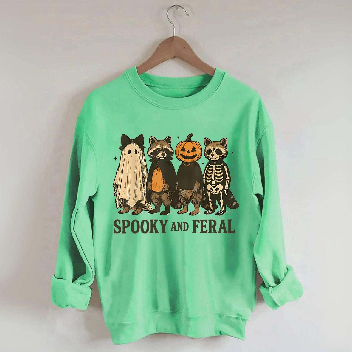 Cute Spooky and Feral Raccoon Sweatshirt