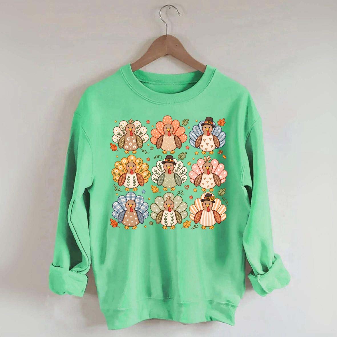 Boho Turkey Thanksgiving Preppy Fall Wild Sweatshirt