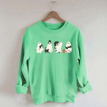 Ghost And Cat Lower Halloween Sweatshirt