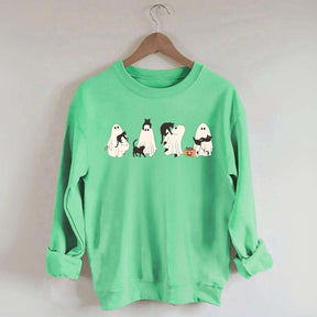 Ghost And Cat Lower Halloween Sweatshirt