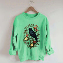 Vintage Raven Gothic Cottagecore Floral Sweatshirt