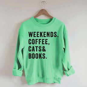 Weekends Coffee Cats & Books Sweatshirt