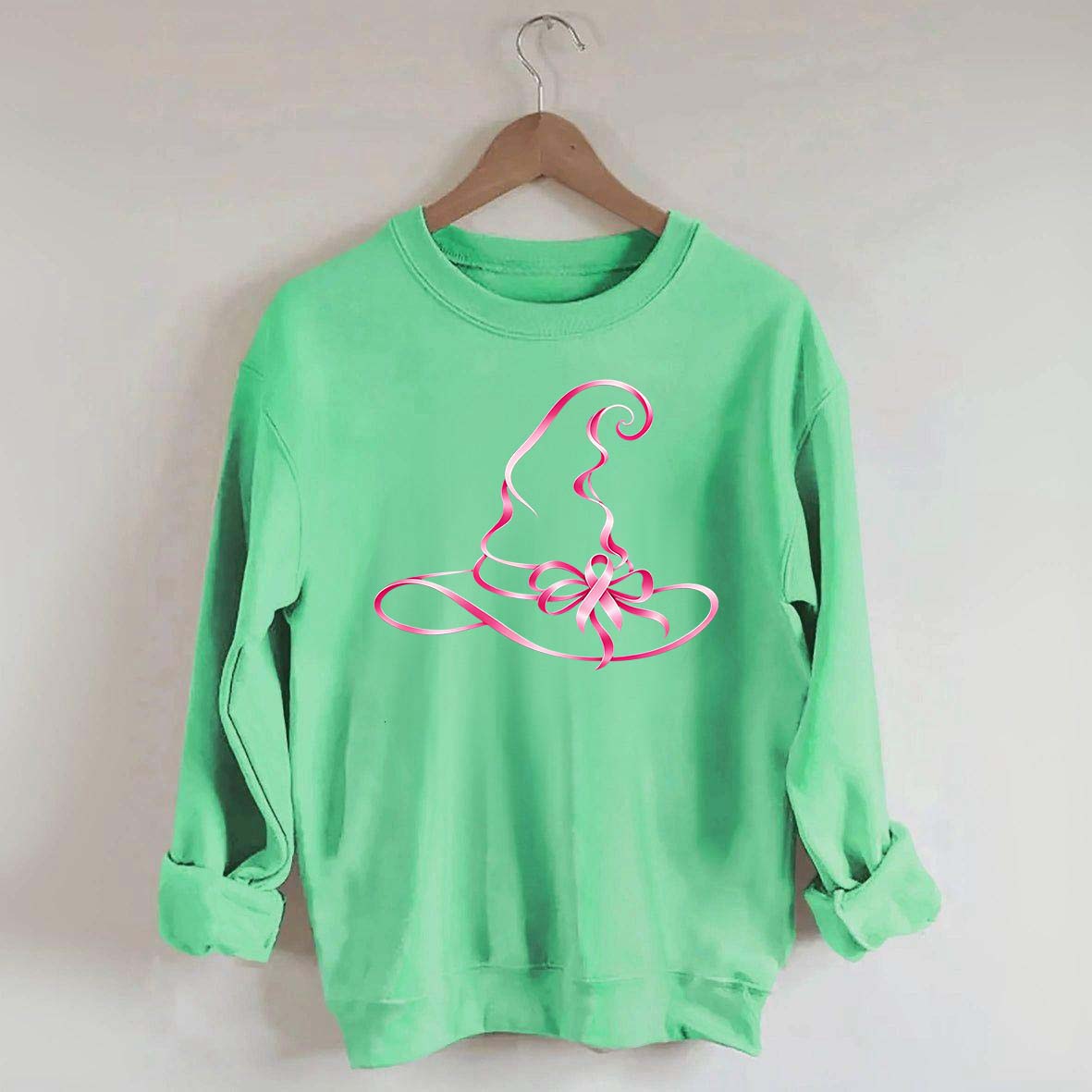 Breast Cancer Awareness Witch Hat Halloween Sweatshirt
