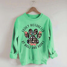 Easily Distracted Dogs And Books Librarian Sweatshirt