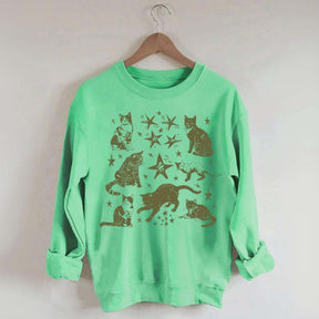 Vintage Cat Star Graphic Sweatshirt