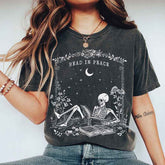 Read in Peace Skeleton Bookish Halloween T-Shirt