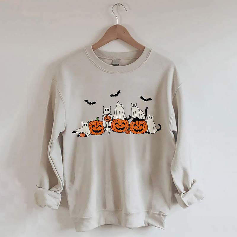 Fall Ghost Cats Halloween Sweatshirt