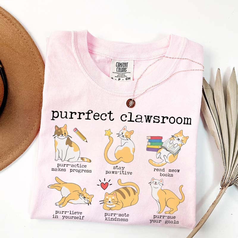 Funny Teacher Cat Book T-Shirt