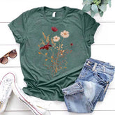Fall Wildflower Autumn White Floral T-Shirt
