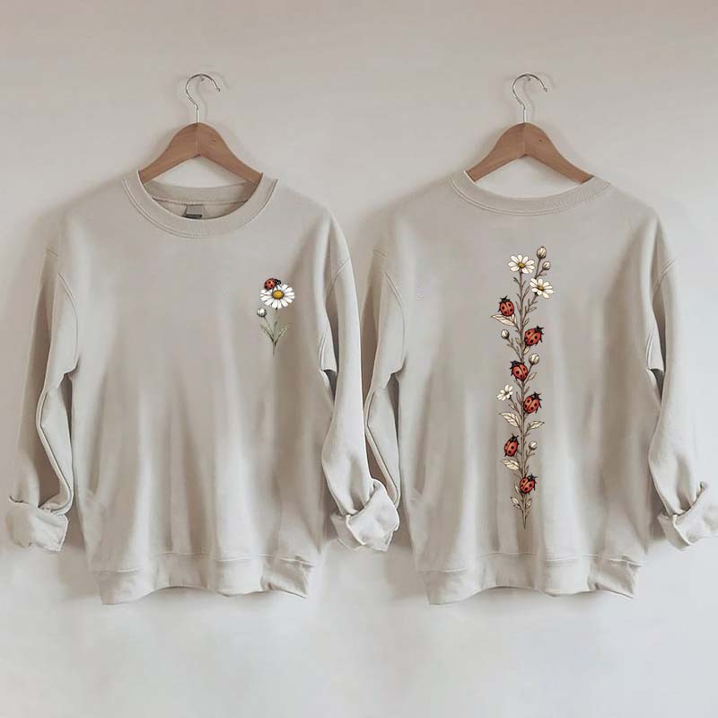 Vintage Ladybug Floral Sweatshirt