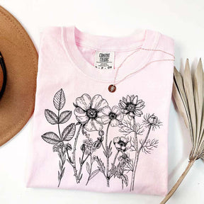 Vintage Pressed Flowers Gardener Floral T-Shirt