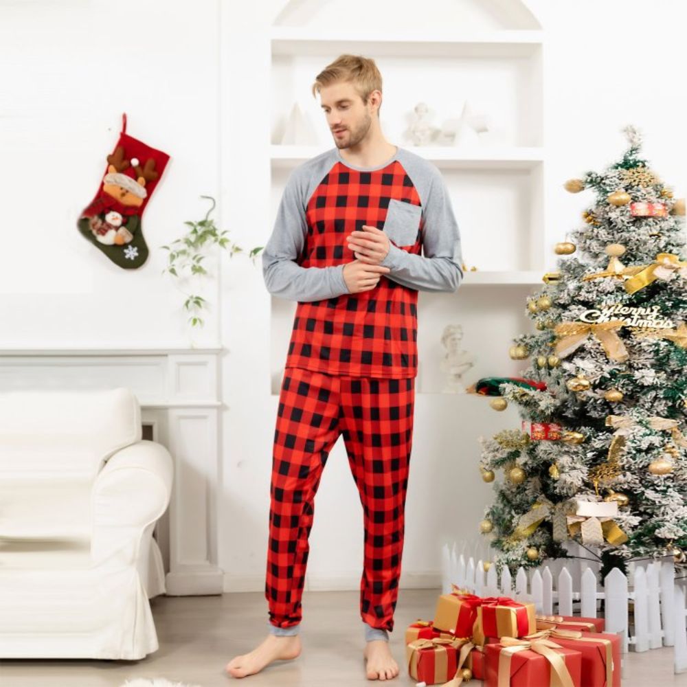 Family Matching Red Black Plaid Pajamas Sets