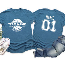 Custom Volleyball Sports Team Text and Number T-Shirt