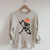 Skeleton Hockey Pumpkin Sweatshirt