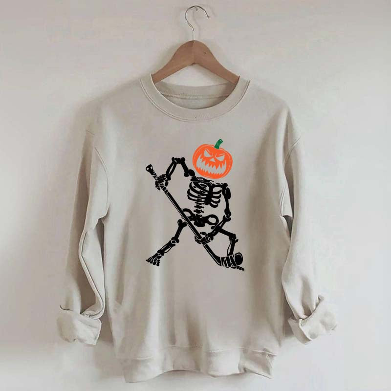Skeleton Hockey Pumpkin Sweatshirt