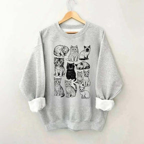 Retro Kitten Graphic Cat Sweatshirt