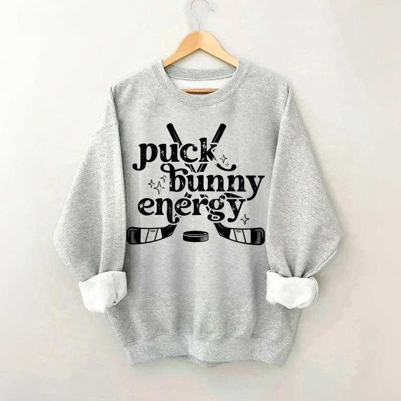 Puck Bunny Energy Retro Hockey Sweatshirt