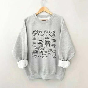Dogs Plants & Coffee Sweatshirt