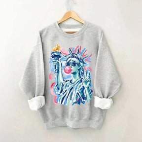 Preppy Statue of Liberty Blowing Bubble Gum Sweatshirt
