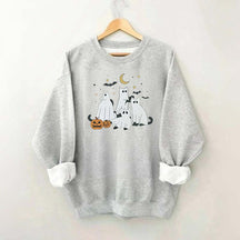 Retro Ghost Black Cat Moon Halloween Sweatshirt