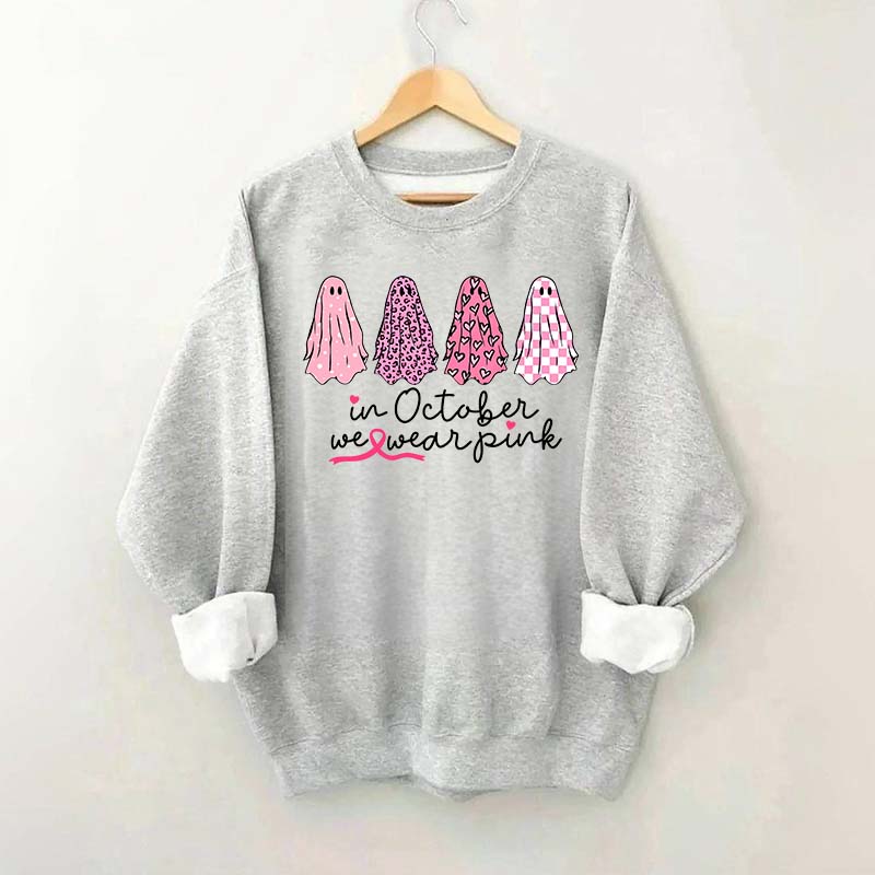 In October We Wear Pink Ghost Cancer Fighter Sweatshirt