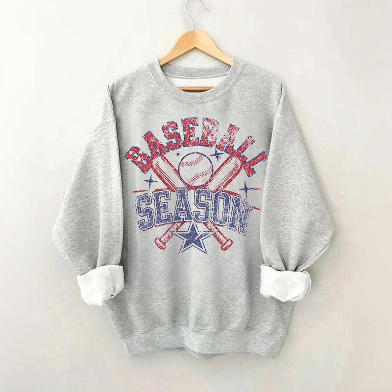 Baseball Season Retro Checkered Sweatshirt