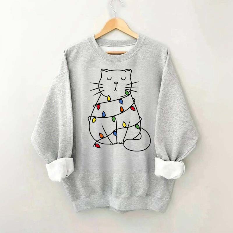 Cute Cat Christmas Light Sweatshirt