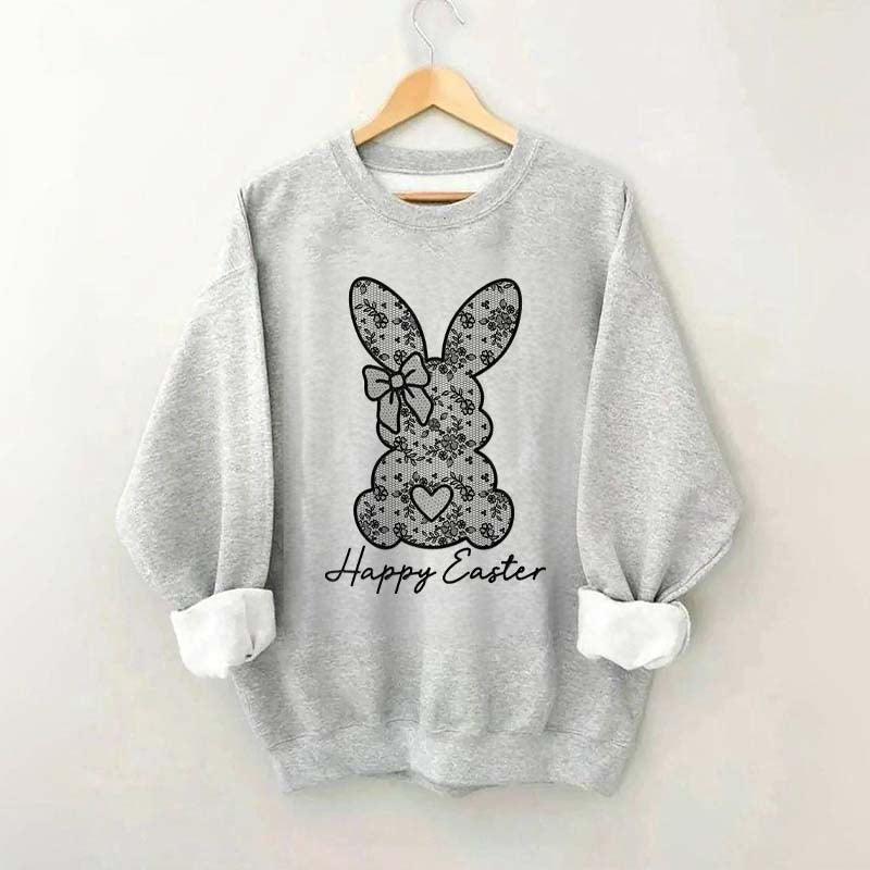 White Lace Bunny Coquette Bow Sweatshirt