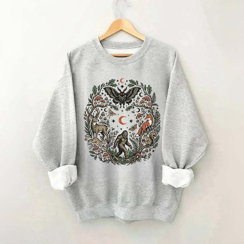 Forest Friends Cryptid Mothman Bigfoot Sweatshirt