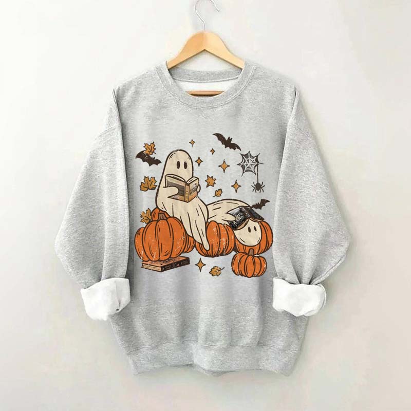Ghost Reading Fantasy Book Sweatshirt