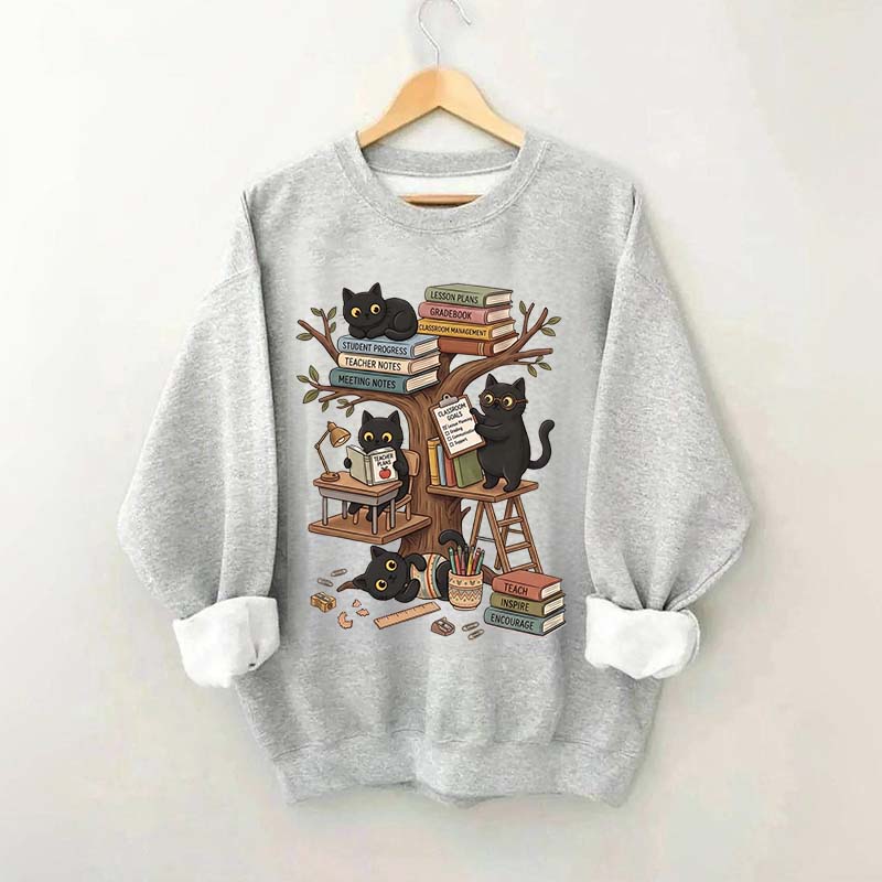 First Day Of School Black Cat Teacher Sweatshirt