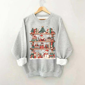 Cute Christmas Bookshelf Santa Sweatshirt