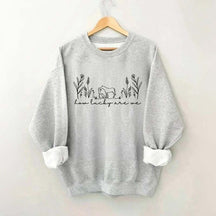 How Lucky Are We Horse and Dog Lover Sweatshirt