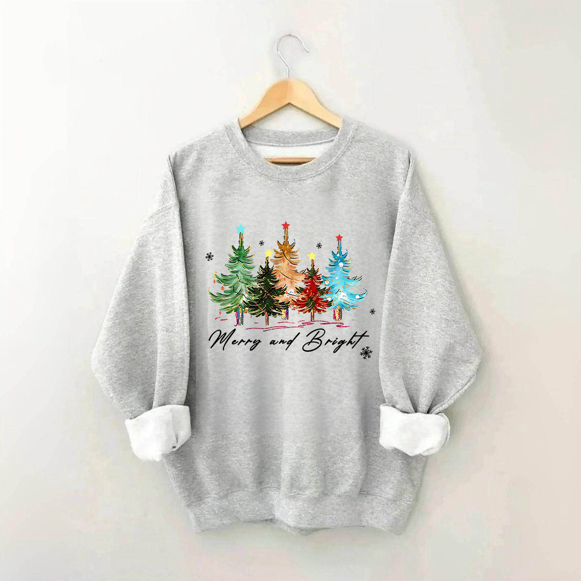 Merry and Bright Trees Women's Christmas Sweatshirt