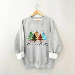 Merry and Bright Trees Women's Christmas Sweatshirt