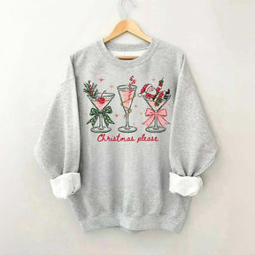 Christmas Please Martini Coquette Holiday Sweatshirt