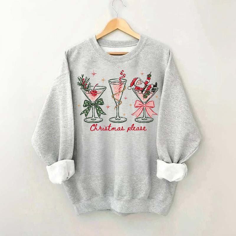 Christmas Please Martini Coquette Holiday Sweatshirt