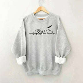 Halloween Pumpkin Heartbeat Funny Sweatshirt