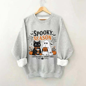 Spooky Season Coffee Cats & Creepy Vibes Sweatshirt